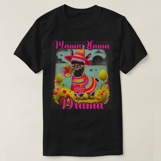 Mama Drama Llama Alpaca met zonnebril Llama Love T-shirt (Design voorkant)