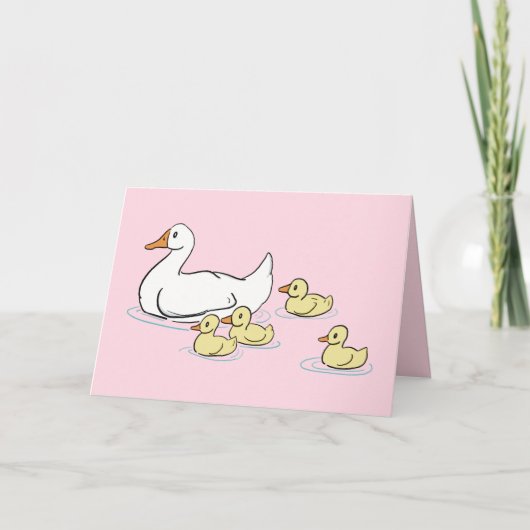 Mama Duck & Baby's Pink Blank Kaart (Voorkant)