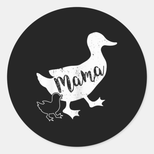 Mama Duck en 1 Baby Ducking Fun mama Ronde Sticker (Voorkant)