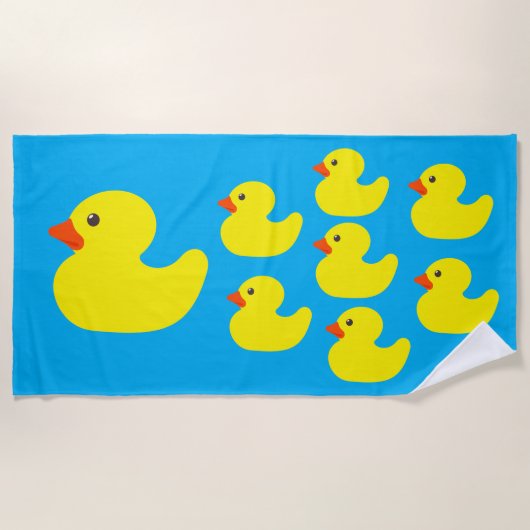 Mama Eend en Baby Rubber Eenden Badhanddoek (Voorkant)
