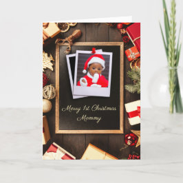 Mama Eerste Kerst Rustiek Hout Krijtbord Foto Feestdagen Kaart