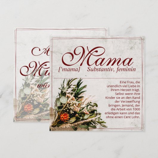 Mama - einfach unersetzlich - Bouquet (Voorkant / Achterkant)