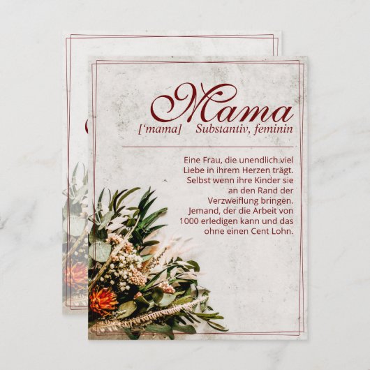 Mama - einfach unersetzlich - Bouquet (Voorkant / Achterkant)