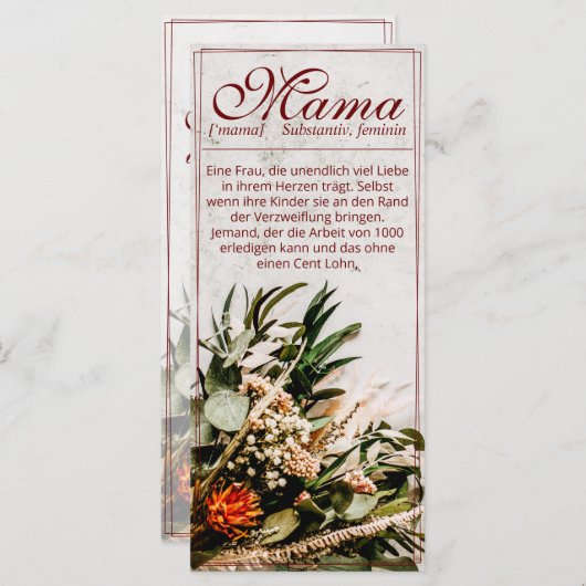 Mama - einfach unersetzlich - Bouquet (Voorkant / Achterkant)