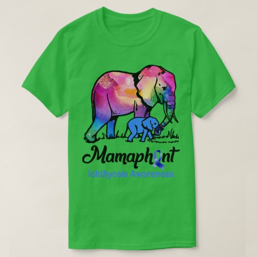 Mama Elephant Mamaphant Ichthyosis Awareness T-shirt (Design voorkant)