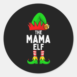 Mama Elf bijpassende gezinskerst vrouwen  Ronde Sticker