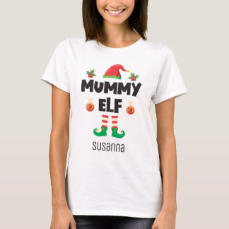 Mama elf familie bijpassende kerst outfit naam t-shirt
