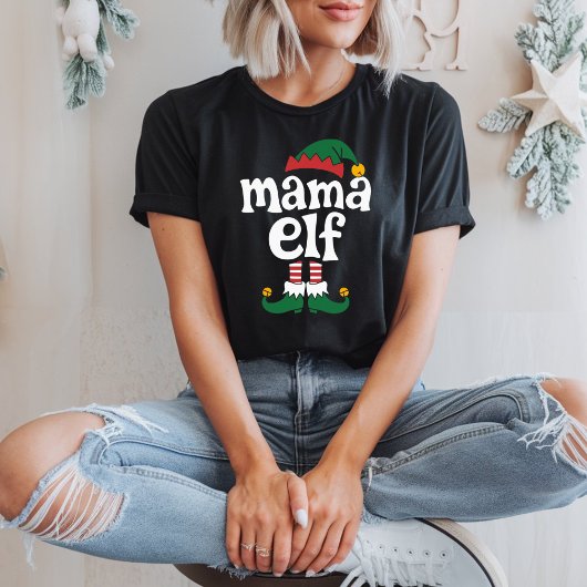 Mama Elf Funny Elf Matching Christmas Gift T-shirt