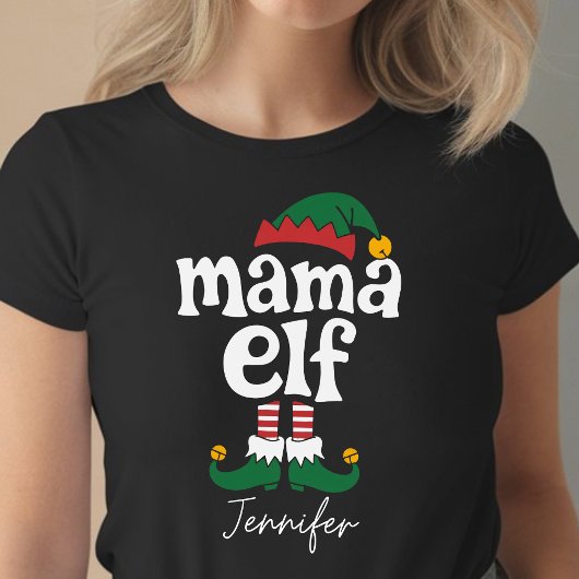 Mama Elf Funny Elf Matching Christmas Gift T-shirt
