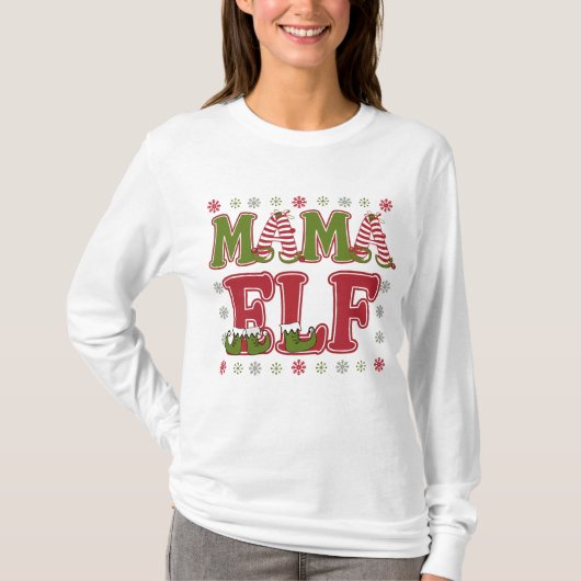 Mama Elf Kerstmis T-shirt (Voorkant)