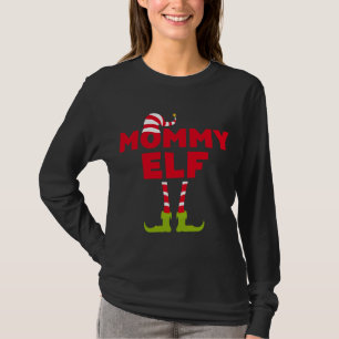 Mama Elf Lange Mouw Bijpassend Kerstmis Kostuum T-shirt