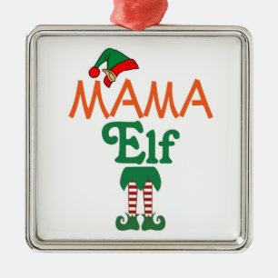 Mama Elf Metalen Ornament
