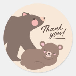 Mama en Baby Beer Bedankt Party Favor Cream Ronde Sticker