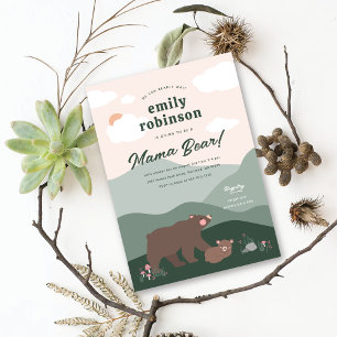 Mama en Baby Beer Bergketen Baby shower Kaart