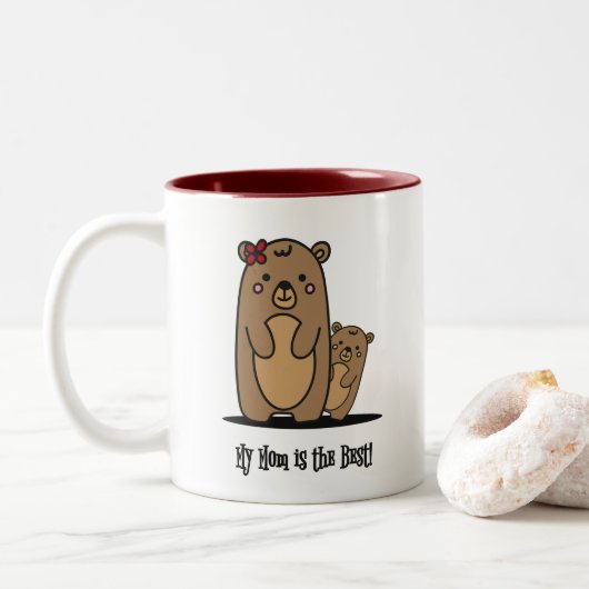 Mama en Baby Beer | Beste Moeder Two-Tone Coffee M Tweekleurige Koffiemok (Met donut)