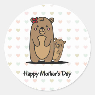 Mama en Baby Beer | Moederdag Classic Round St Ronde Sticker