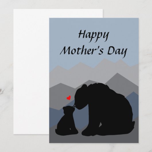 Mama en Baby Beer Mountains Moederdag Kaart (Voorkant / Achterkant)