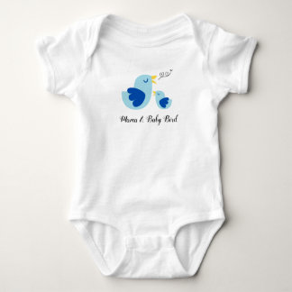 Mama en Baby Bird Zing, Cute Blue Feather Bird Romper