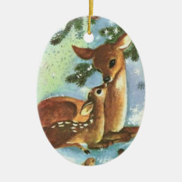 Mama en Baby Boy Deer Keramische Keramiek Keramisch Ornament