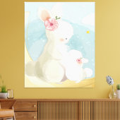 Mama en Baby Bunny | Cadeau voor kinderen Canvas Afdruk (Insitu (Woonkamer))