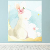 Mama en Baby Bunny | Cadeau voor kinderen Canvas Afdruk (Insitu (Houten vloer))