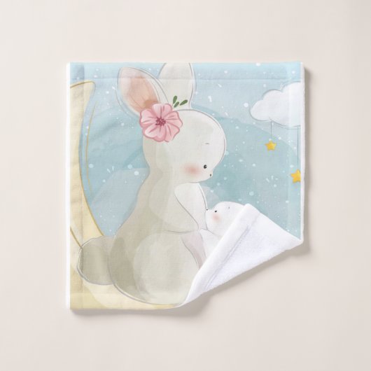 Mama en Baby Bunny | Cadeau voor kinderen Washandje (Wasdoekje)