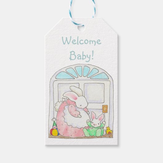 Mama en Baby Bunny label Cadeaulabel (Voorkant)