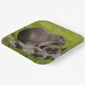 Mama en Baby Capybaras, Papieren Bordje (Gebogen)