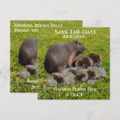 Mama en Baby Capybaras, red de datum Save The Date (Voorkant / Achterkant)