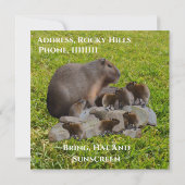 Mama en Baby Capybaras, red de datum Save The Date (Achterkant)