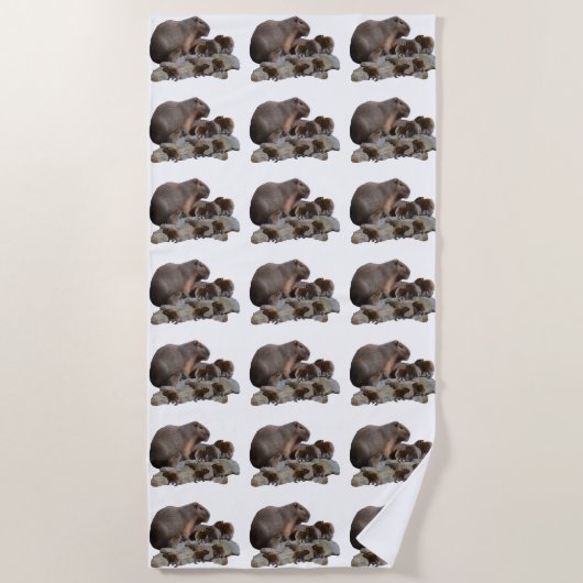 Mama en Baby Capybaras, Strandlaken (Voorkant)