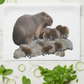 Mama en Baby Capybaras, Theedoek (Gevouwen)