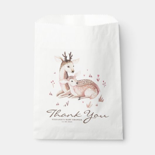 Mama en Baby Deer Forest Baby shower Bedankt Bedankzakje (Voorkant)