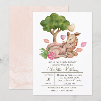 Mama en Baby Deer Forrest Baby shower in Kaart
