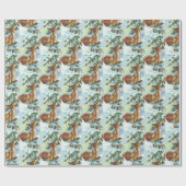 Mama en Baby Deer Pattern Retro Kerstmis Cadeaupapier (Vlak)
