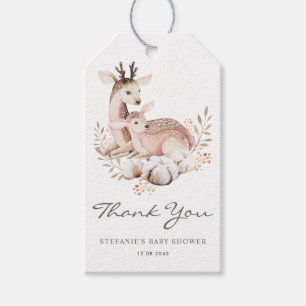 Mama en Baby Deer Woodland Baby shower Bedankt Cadeaulabel
