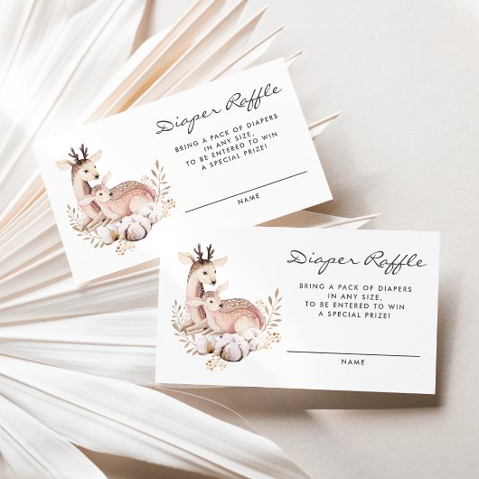Mama en Baby Deer Woodland Luier Raffle Kaart Visitekaartje