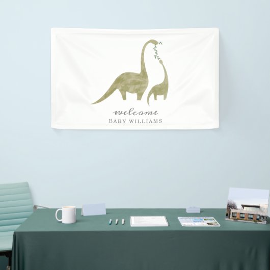 Mama en Baby Dinosaur neutraal Baby shower Spandoek (Beurs)