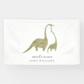 Mama en Baby Dinosaur neutraal Baby shower Spandoek (Horizontaal)