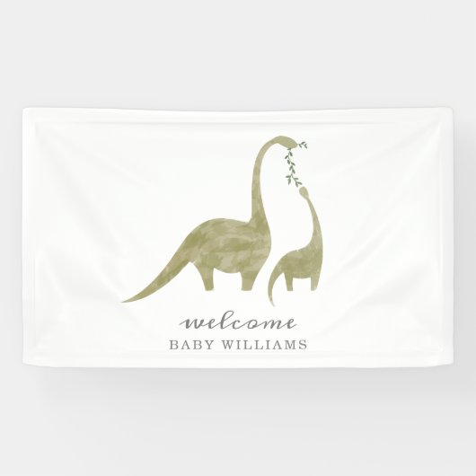 Mama en Baby Dinosaur neutraal Baby shower Spandoek (Horizontaal)