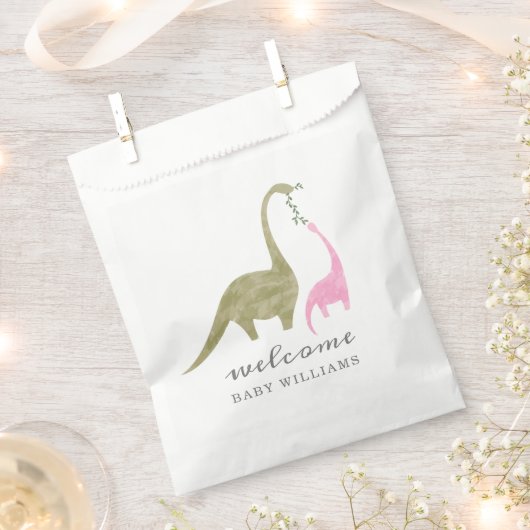 Mama en Baby Dinosaurus Roze Baby shower Bedankzakje (Geknipt)