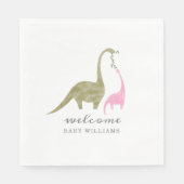 Mama en Baby Dinosaurus Roze Baby shower Servet (Voorkant)