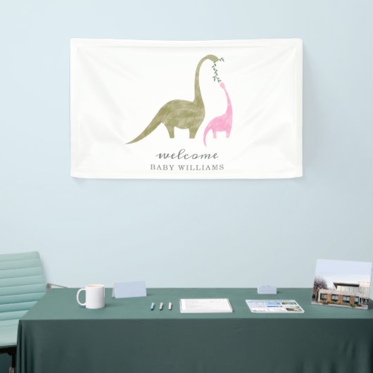 Mama en Baby Dinosaurus Roze Baby shower Spandoek (Beurs)