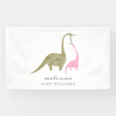 Mama en Baby Dinosaurus Roze Baby shower Spandoek (Horizontaal)