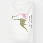 Mama en Baby Dinosaurus Roze Baby shower Spandoek (Verticaal)