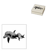 Mama en baby dolfijn in oceaan zwemmen rubberstempel (Gestempeld)