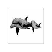 Mama en baby dolfijn in oceaan zwemmen rubberstempel (Afrduk)