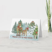 Mama en Baby Donkey Snowy Christmas Kaart (Voorkant)