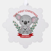 Mama en Baby Eerste Kerstmis Ornament Kaart (Achterkant)