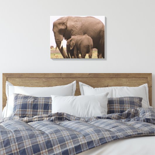 Mama en Baby Elephant Canvas Afdruk (Insitu (Slaapkamer))